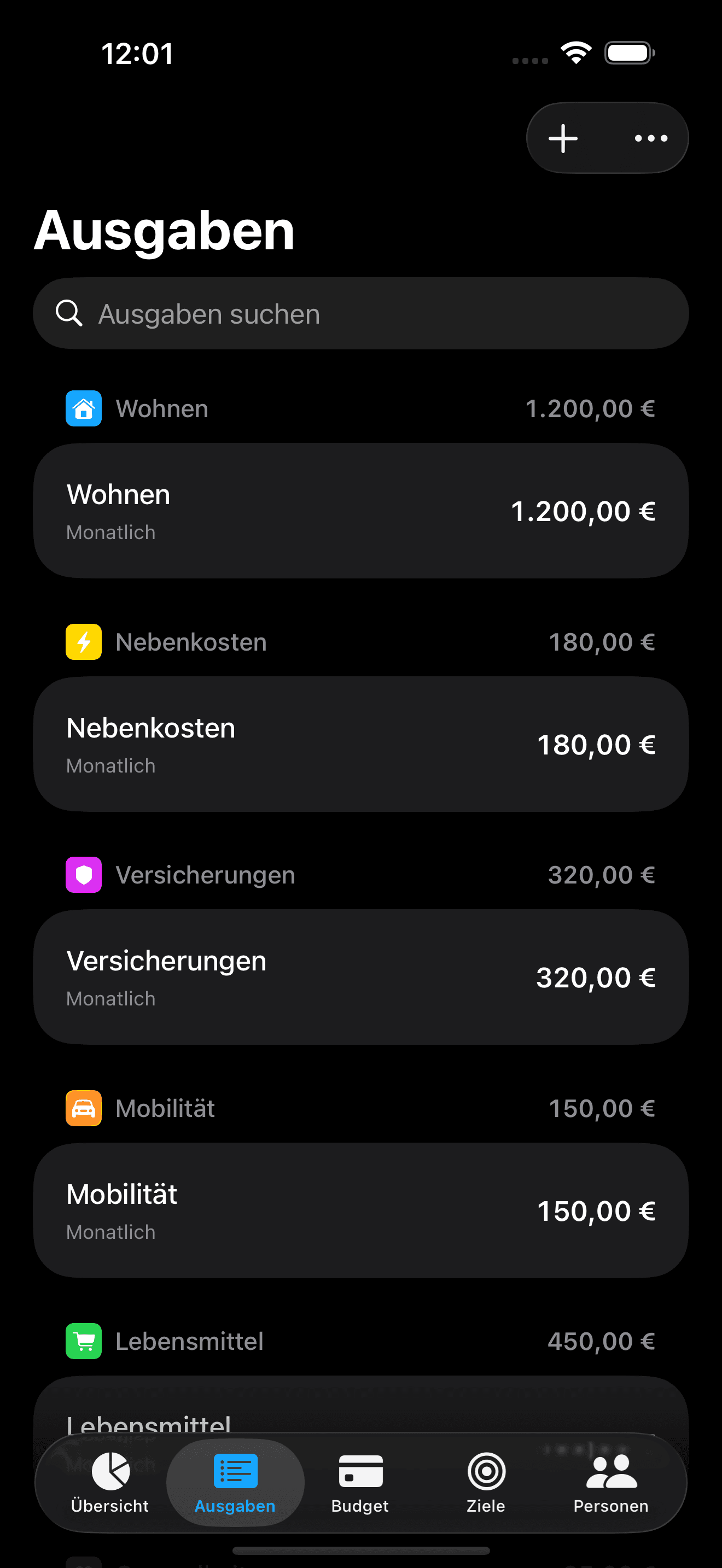 Splitrate: Deine Fixkosten. Immer im Griff.