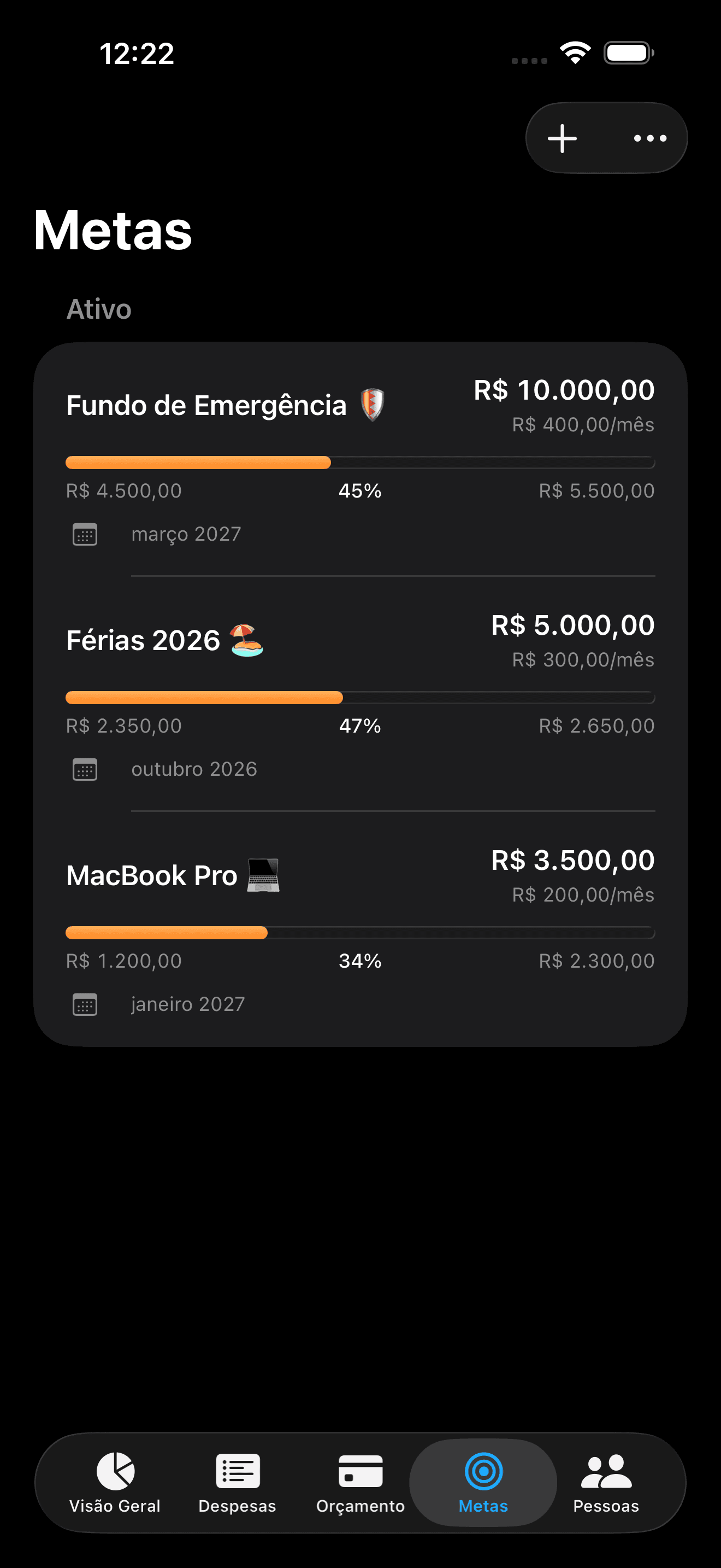 Splitrate: Metas de Economia